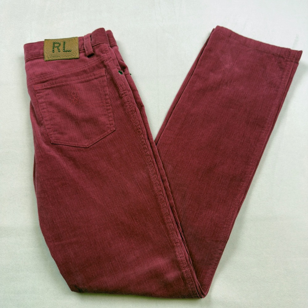 Ralph Lauren Womens Raspberry Corduroy Pants Straight Leg Size 2 NWT